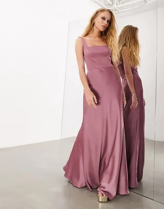ASOS EDITION satin square neck maxi dress in orchid