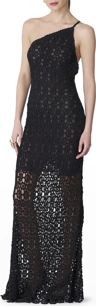 One-Shoulder Crochet Maxi Dress