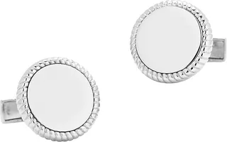Sterling Silver Rope Border Engravable Round Cufflinks