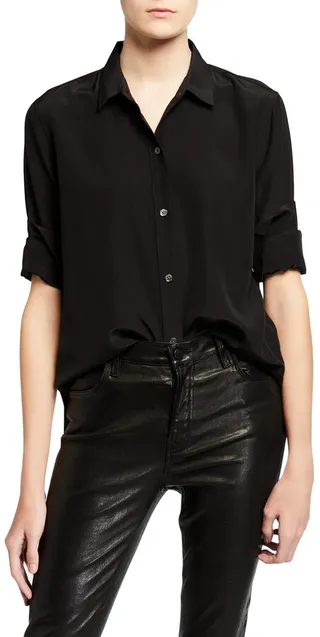 Leema Silk Button-Down Shirt