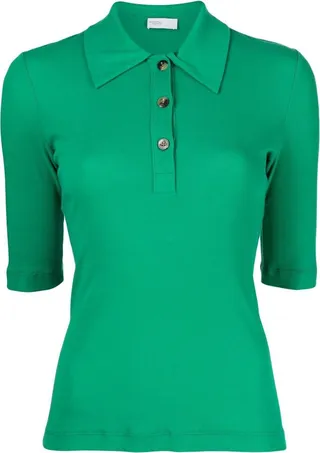 Button-Placket Short-Sleeved Polo Shirt
