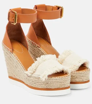 Glyn canvas and leather espadrille wedges