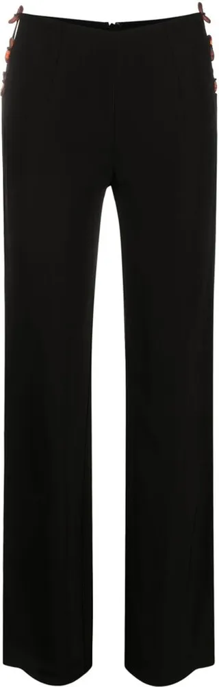 Black Embellished Straight-Leg Trousers