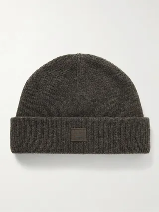 Logo-Appliquéd Ribbed Wool-Blend Beanie
