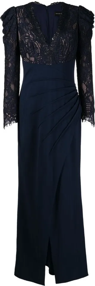 Floral-Lace Long-Sleeve Gown