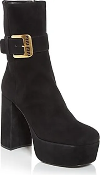 Miu Miu Women's Platform High Block Heel Booties