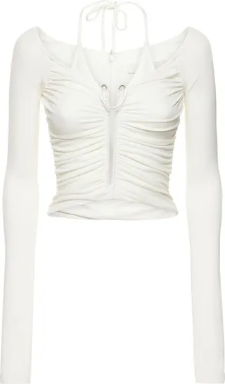 Draped viscose jersey wired halter top
