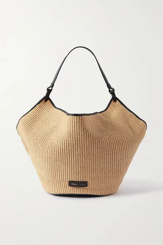 Khaite - Lotus Medium Leather-trimmed Raffia Tote - Neutrals
