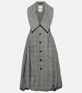 Checked wool midi dress