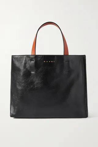 Marni - Museo Small Color-block Glossed-leather Tote - Black