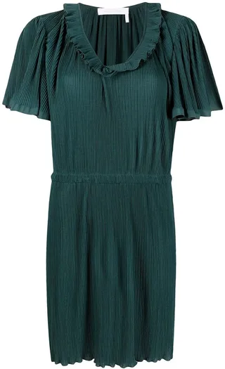 Ruffled Short-Sleeved Mini Dress