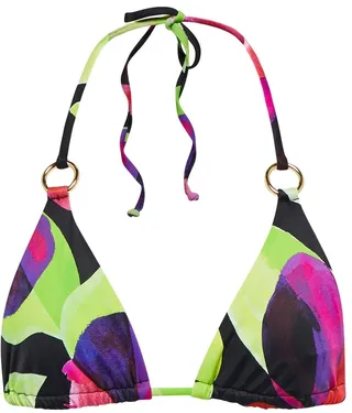 Printed halterneck bikini top