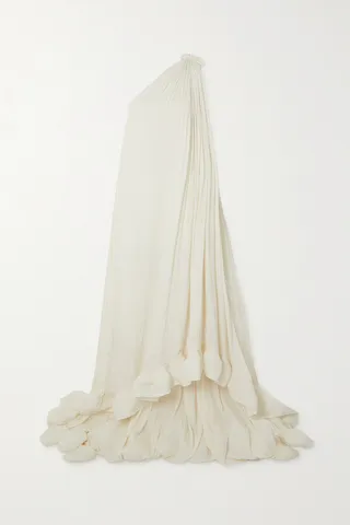 Lanvin - One-shoulder Ruffled Plissé-crepe De Chine Gown - White