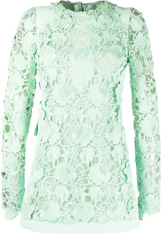 Floral-Lace Silk Dress
