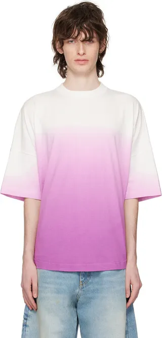 Palm Angels White & Purple Gradient T-Shirt
