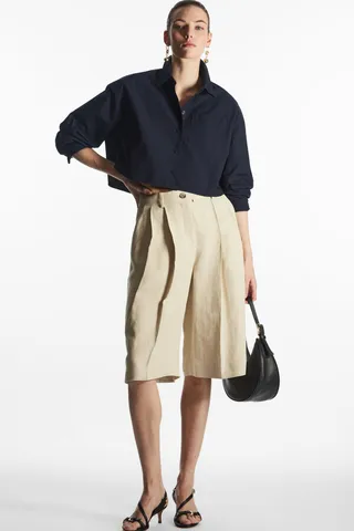 Tailored Linen-Blend Bermuda Shorts