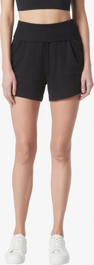 Andrew Marc Sport Women's Fold Over Waistband Lounge Relaxed Fit Shorts