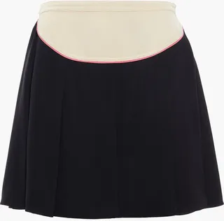 Pleated two-tone faille mini skirt