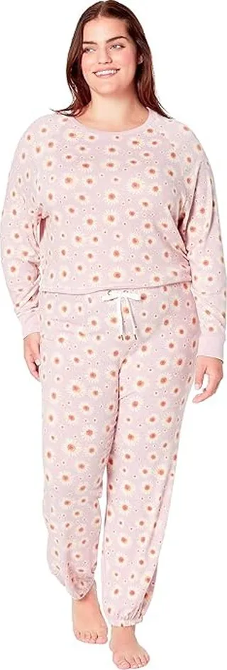Honeydew Intimates Star Seeker Brushed Jersey Lounge Set (Delight Daisies) Women's Pajama Sets