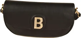 B Plaque Flap Shoulder Bag