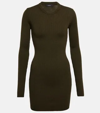 Ribbed-knit wool minidress