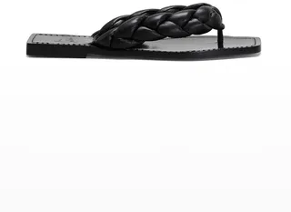Briotonga Flat Napa Square-Toe Red Sole Sandals
