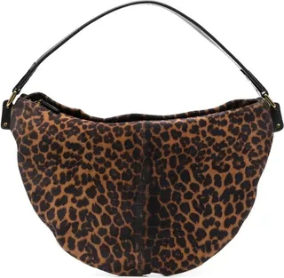 Leopard-Print Leather Shoulder Bag