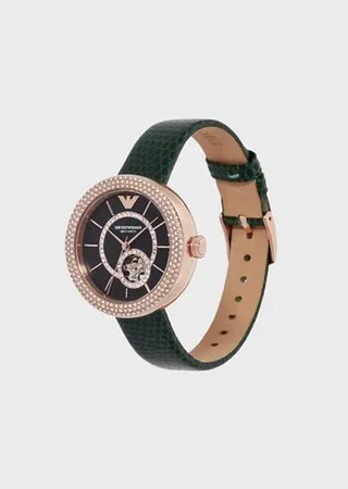 Automatic Green Leather Watch