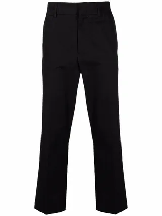 Embroidered-Logo Straight-Leg Chinos