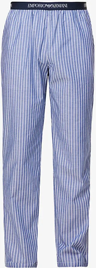 ens Riga Verticale arin Striped Logo-waistband Cotton-poplin Pyjama Bottoms