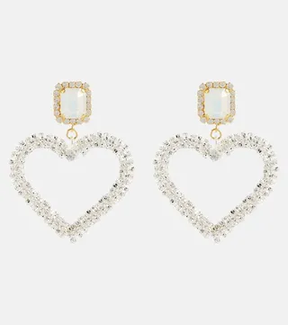 Embellished asymmetric heart earrings