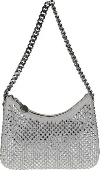 Mini Zip Shoulder Bag Hotfix Crystal Drops