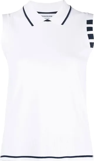 Polo-Collar Sleeveless Top