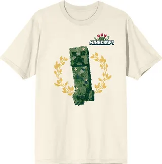 Minecraft Floral Creeper Ladies Natural Ground T-shirt-Small