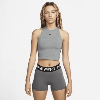 Women's Nike Pro Dri-FIT Women’s Cropped Graphic Tank Top in Grey