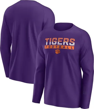 Men's Fanatics Branded Purple Clemson Tigers Weekend Favorite Raglan Long Sleeve T-shirt