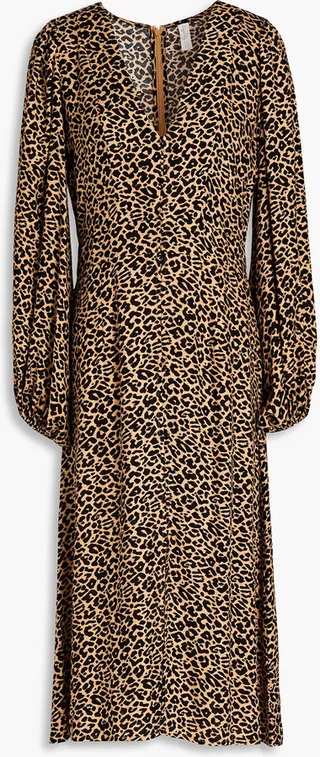 Jemila Raquel leopard-jacquard midi dress