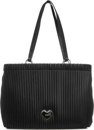 Love Moschino Logo Plaque Ribbed Tote Bag