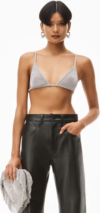 Alexander Wang Women's Bikini Top In Crystal Mesh Clear