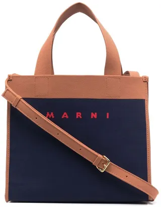 Logo Print Panelled Tote Bag