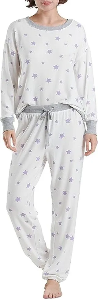 Splendid Westport Brushed Jersey Long Sleeve PJ Set (Celestial Dream Ivory) Women's Pajama Sets