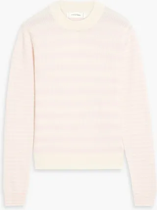 Striped pointelle-knit wool and cashmere-blend sweater