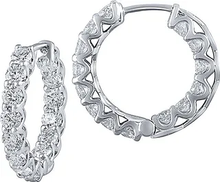 14K White Gold & Diamond Hoop Earrings