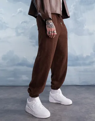 ASOS DESIGN oversized sweatpants in brown terrycloth