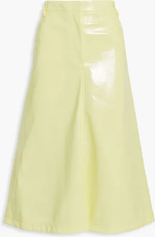 Faux patent-leather midi skirt