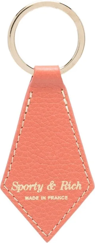 Logo-Print Leather Keyring