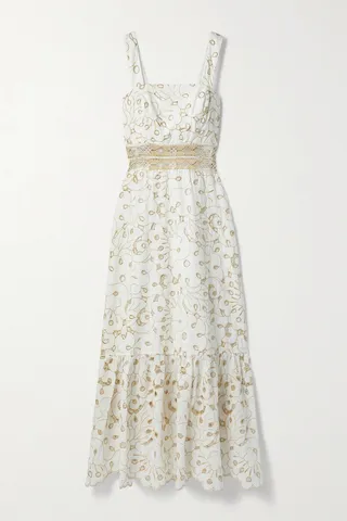 WAIMARI - Santa Rosa Crochet-trimmed Broderie Anglaise Cotton-blend Midi Dress - White