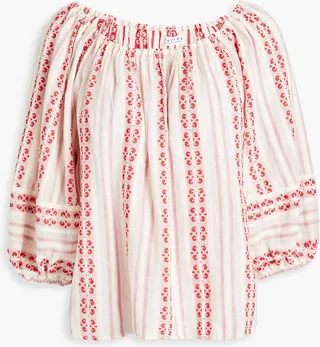 Viviette striped cotton-jacquard blouse