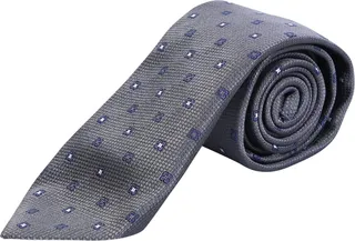 Square Motif Silk Tie In Grey