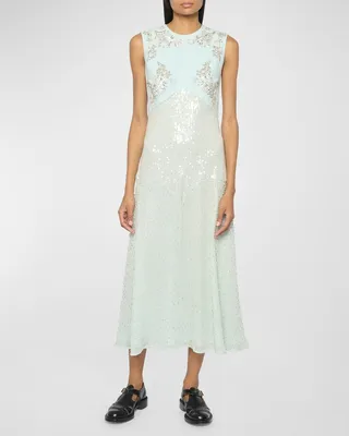Embellished Crystal Midi Dress